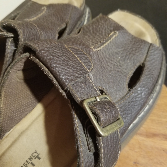 Y2k 90s Emergency Exit Thick Chunky Sole Slip On Sandals Brown Sz 7 buckle - Picture 6 of 14